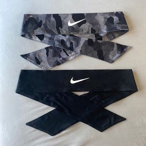 Set of 2 Nike Tie Headbands / black / camo / easy stretch so can fit on anybody